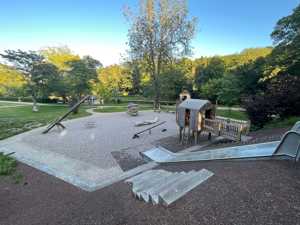 A photograph of the Natural Play Area, situated at Russell Gardens.