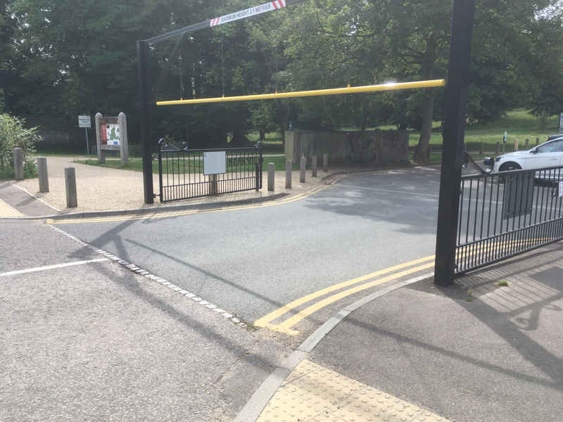 Photograph of the entrance to the main car park.